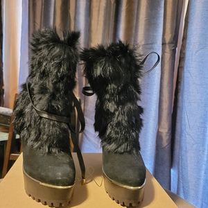 Rachel Zoe Rabbit Fur bootie Size 7